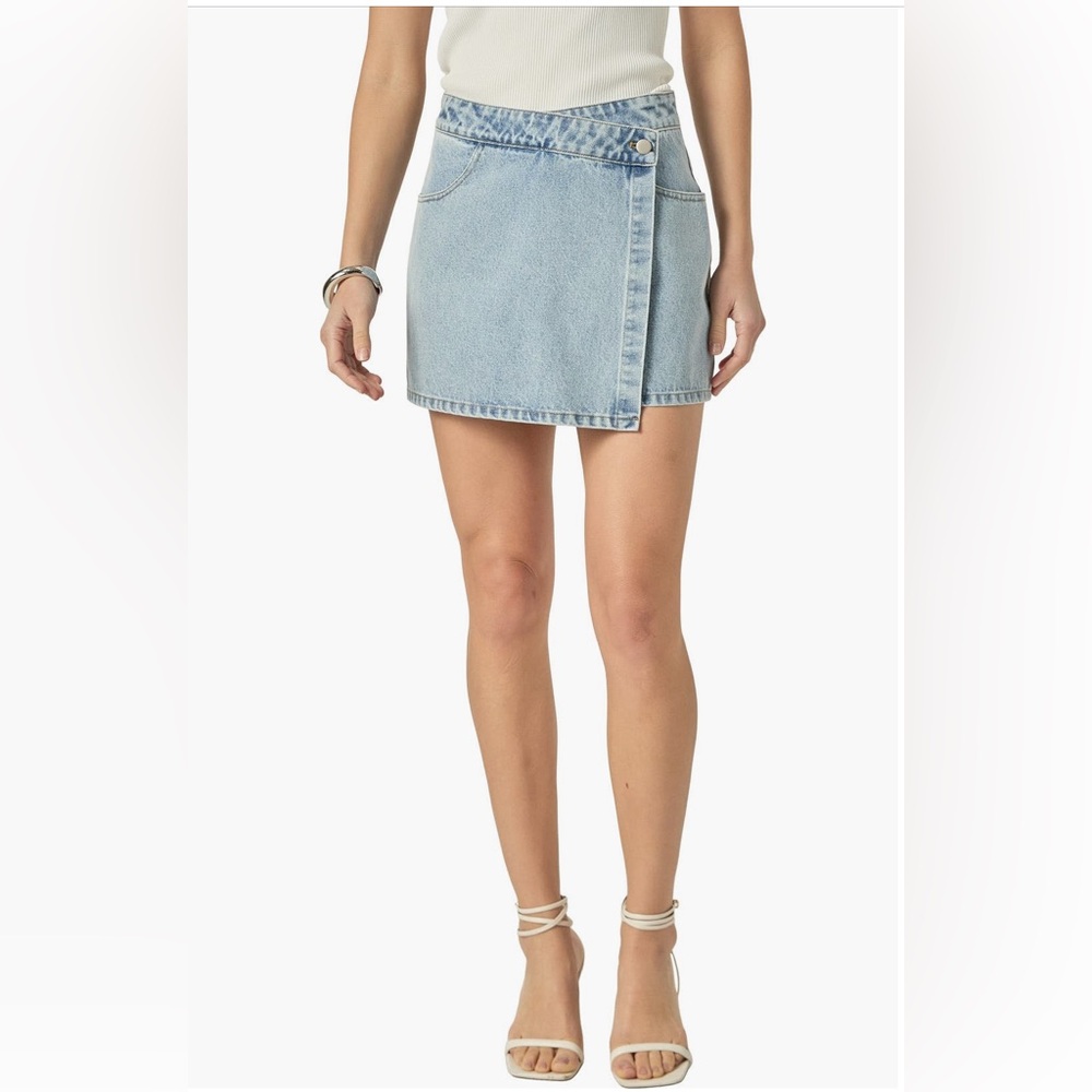 English Factory Faux Wrap Denim Skort